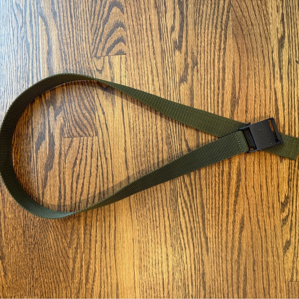 Vintage 1990s Minimalist Gender Neutral Olive Green Fabric Belt Size: OS